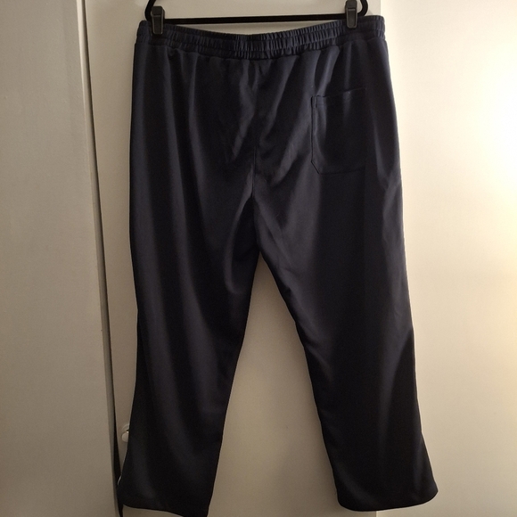 Navy Track Pants Men's with White Stripes And White Lettering - Picture 4 of 8